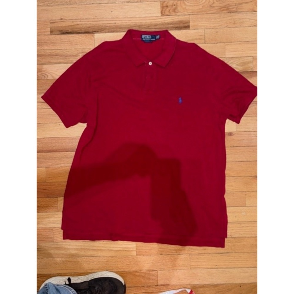 Polo Ralph Lauren Mens XXL Red Short Sleeve Pique Polo Shirt Blue Pony T56-1